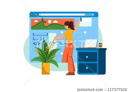 Web Designer Illustration concept on white background 117377828