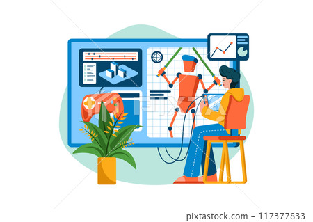 Game Designer Illustration concept on white background Game Designer Illustration concept on white background 117377833