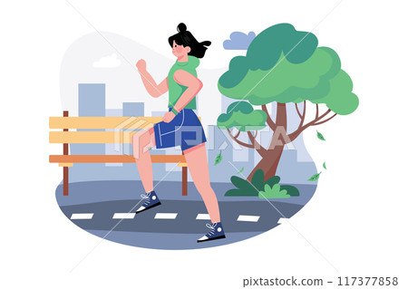 Go jogging in the park Illustration concept on white background 117377858