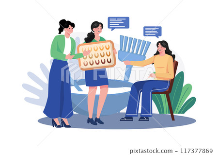 Woman getting her hair dyed by hairstylist at a beauty salon. Woman getting her hair dyed by hairstylist at a beauty salon. 117377869