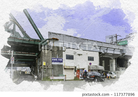 Watercolor style Umeda Hankyu Nakatsu Station Osaka City, Osaka Prefecture Watercolor style Umeda Hankyu Nakatsu Station Osaka City, Osaka Prefecture 117377896