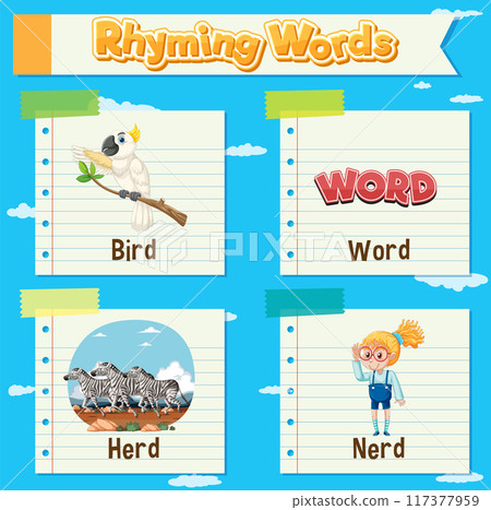 Rhyming Words Illustration for Kids Rhyming Words Illustration for Kids 117377959