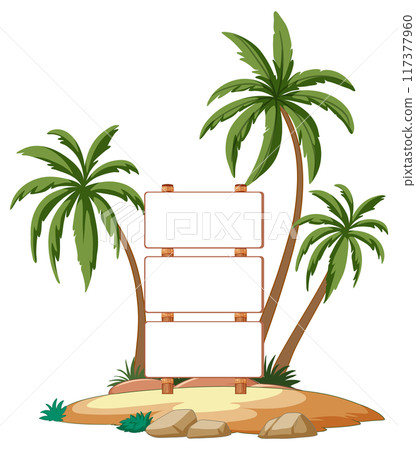 Tropical Signpost with Palm Trees 117377960