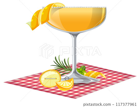Refreshing Citrus Cocktail on Checkered Cloth Refreshing Citrus Cocktail on Checkered Cloth 117377961