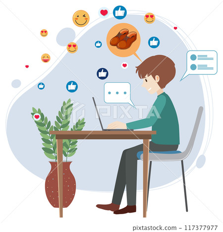 Man Engaging in Online Communication Man Engaging in Online Communication 117377977