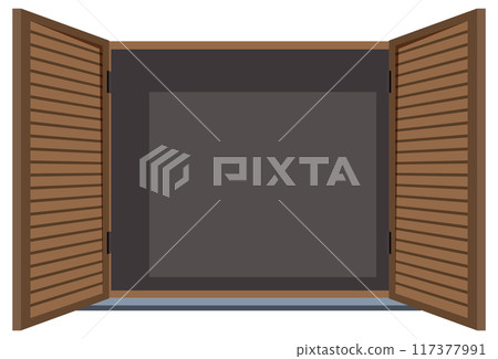 Open Wooden Shuttered Window 117377991