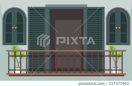 Charming Balcony with Potted Plants 117377993