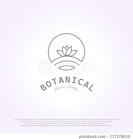 Botanical organic logo with minimalist symbol. plantation illustration design Botanical organic logo with minimalist symbol. plantation illustration design 117378010