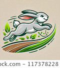 兔子在山路上奔跑 117378228
