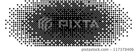 Bitmap radial gradient texture. Black and white dither oval pattern background. Fading pixelated glitch pattern. 8 bit video game screen wallpaper. Vanishing ellipse pixel art retro backdrop. Vector Bitmap radial gradient texture. Black and white dither oval pattern background. Fading pixelated glitch pattern. 8 bit video game screen wallpaper. Vanishing ellipse pixel art retro backdrop. Vector 117378406