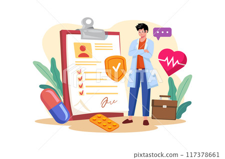 Medical Insurance Illustration concept on white background Medical Insurance Illustration concept on white background 117378661