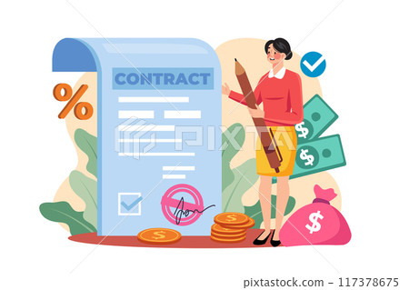 Woman signing house agreement Woman signing house agreement 117378675