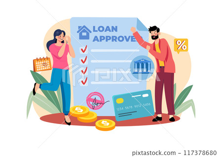 Home loan approved Illustration concept on white background Home loan approved Illustration concept on white background 117378680
