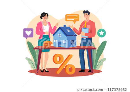 Property dealer and client seeing a house for rent Property dealer and client seeing a house for rent 117378682