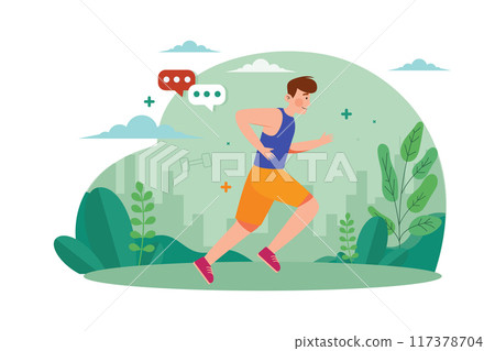 Boy jogging in the park Boy jogging in the park 117378704