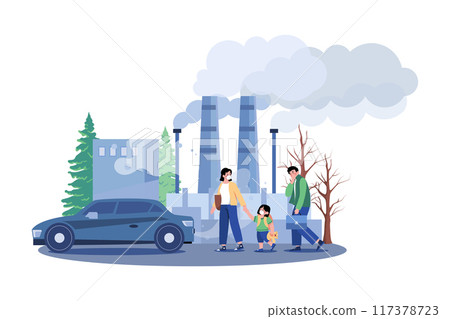 Air Pollution Illustration concept on white background Air Pollution Illustration concept on white background 117378723