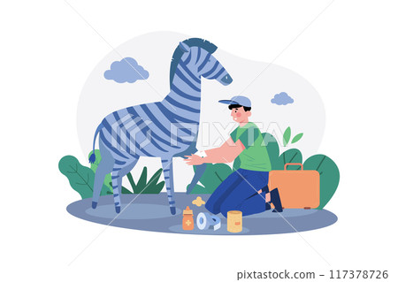 Caring For Animals Illustration concept on white background Caring For Animals Illustration concept on white background 117378726