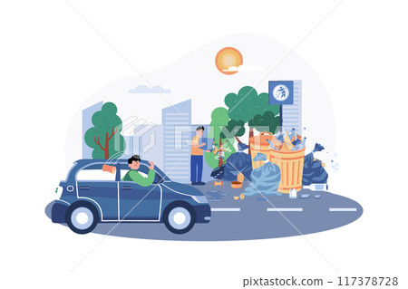 Garbage On The Road Illustration concept on white background 117378728