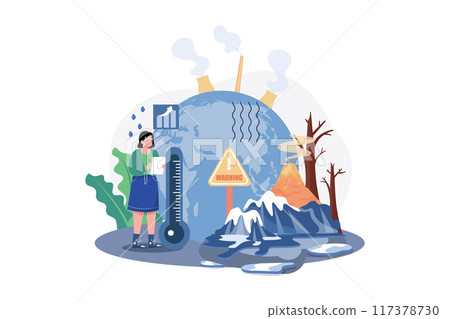 Climate Change Illustration concept on white background 117378730