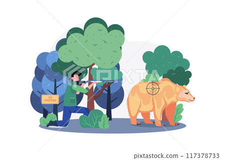 Illegal Hunting Illustration concept on white background 117378733