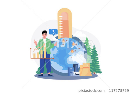 Global Warming Illustration concept on white background 117378739