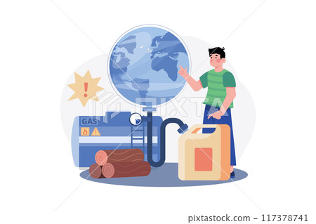 Natural Resource Depletion Illustration concept on white background 117378741
