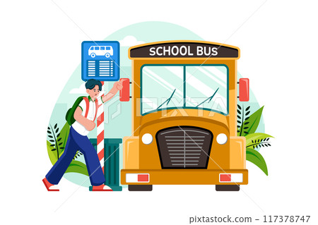 Students go to school by school bus Students go to school by school bus 117378747
