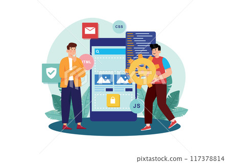 Mobile Designer Illustration concept on white background 117378814