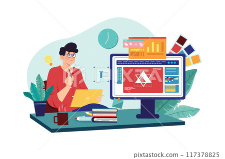Logo Designer Illustration concept on white background 117378825
