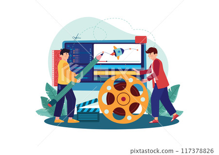 Motion Designer Illustration concept on white background 117378826