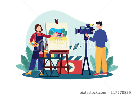Production Artist Illustration concept on white background 117378829