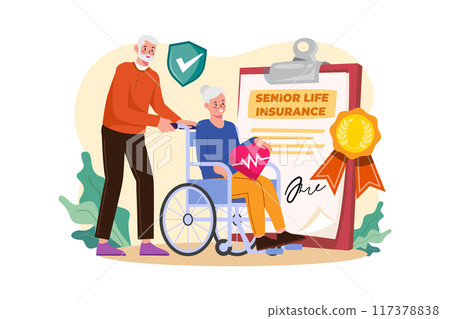 Senior Life Insurance Illustration concept on white background Senior Life Insurance Illustration concept on white background 117378838
