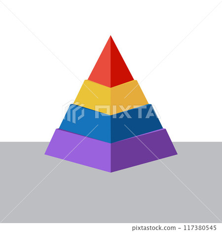 Isometric pyramid divided into 4 parts. Infographic business chart.	 117380545