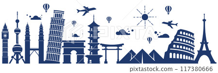 Tour travel around the world illustration 117380666