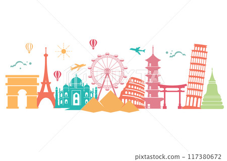 Tour travel around the world illustration 117380672