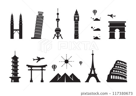 Tour travel around the world illustration 117380673