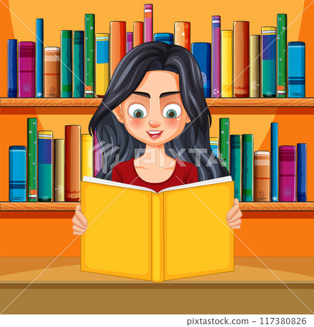Girl Reading in a Library Girl Reading in a Library 117380826