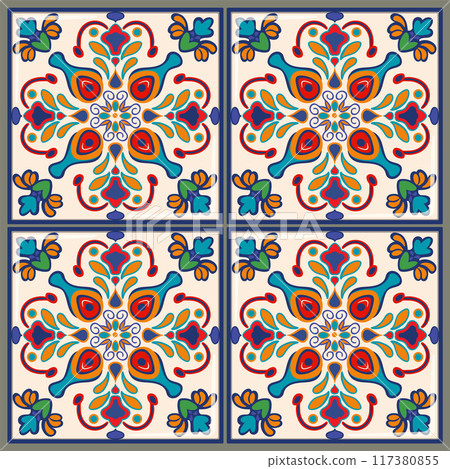 Colorful Mexican Tile Pattern 117380855