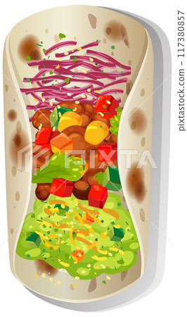 Colorful Mexican Burrito Illustration Colorful Mexican Burrito Illustration 117380857