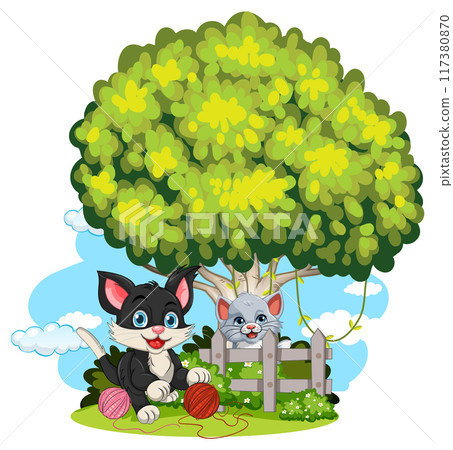 Cat and Mouse Under Tree Cat and Mouse Under Tree 117380870