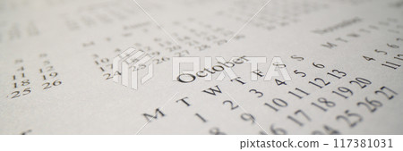 Spiral calendar and pen lying on table Spiral calendar and pen lying on table 117381031
