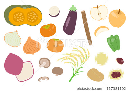 Autumn food illustration set 117381102