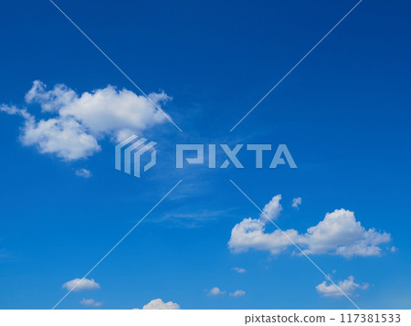 Summer blue sky and beautiful white clouds 117381533