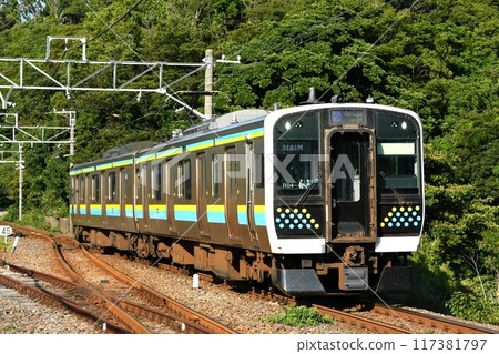 E131 series train on the Uchibo Line heading towards Kazusa Ichinomiya 117381797