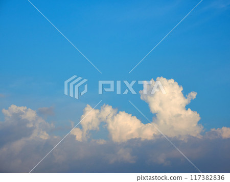 夏季藍天和積雨雲的風景 117382836