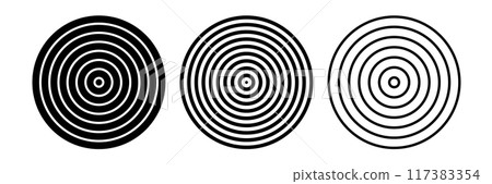 Set of Circular Elements in Target Design. Abstract Concentric Circles Icons. 117383354