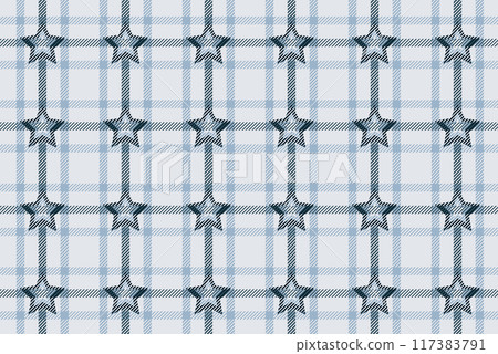 Illustration, Abstract pattern of sweater weaving style with soft blue color tone and navy star background. 117383791