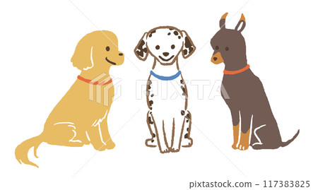 面向前方的大型犬插畫集 117383825