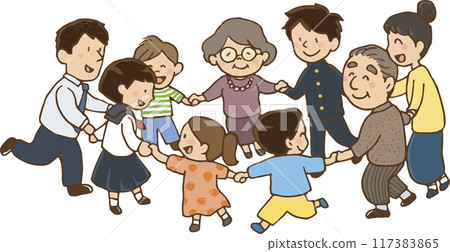 年輕和年長的男人和女人手牽手 117383865