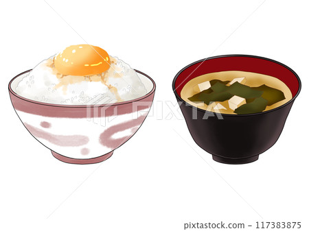 Eggs Racked with Miso Soup 117383875